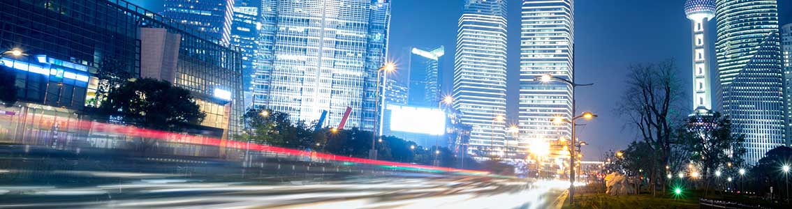 Light trails in illuminated city