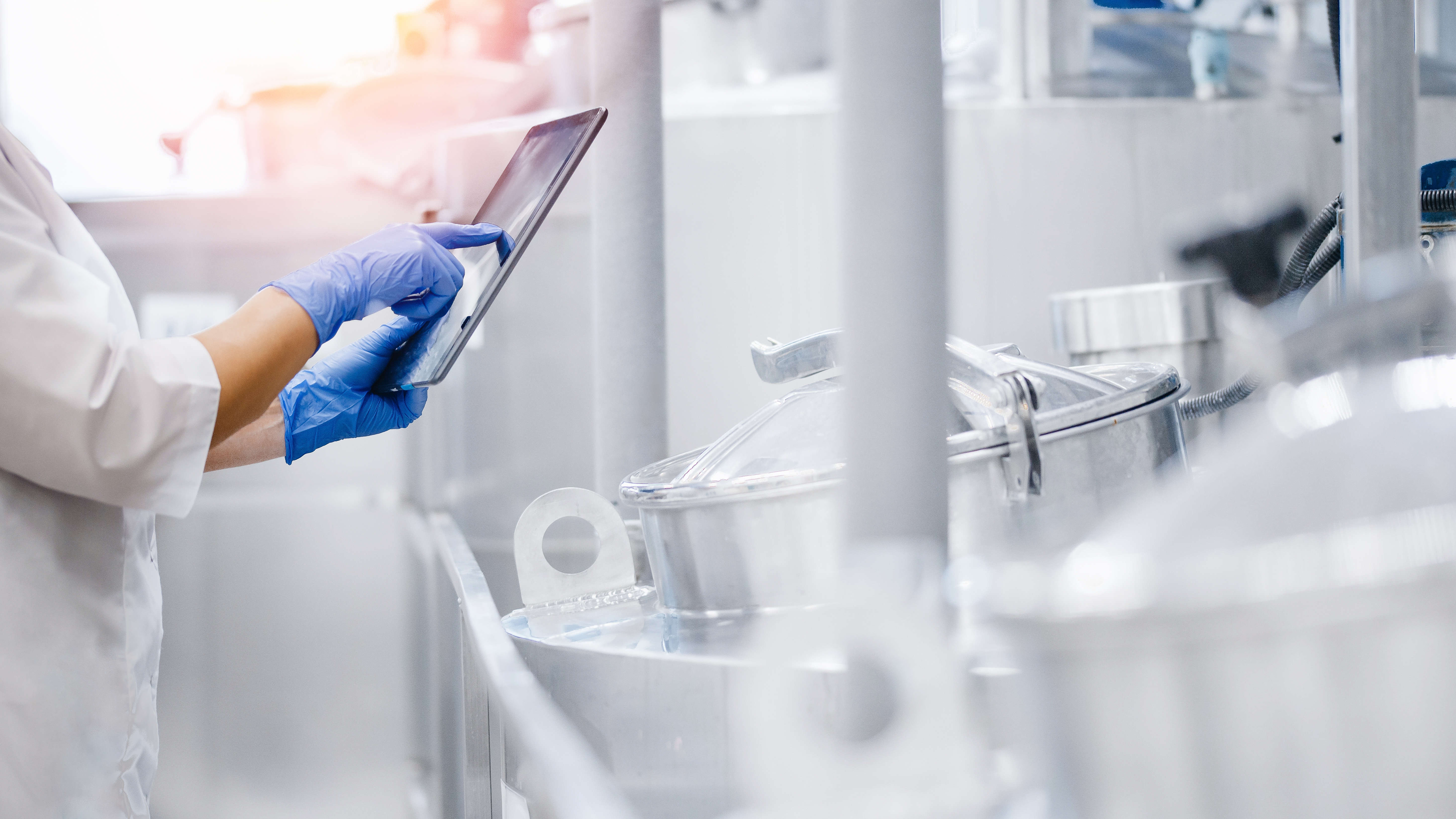Inspecting the production line in a food processing plant