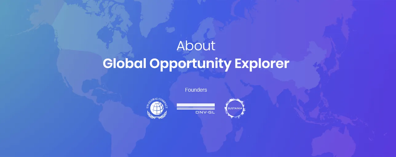 About the Global Opportunity Explorer: founding partners UN Global Compact, DNV GL & Sustainia