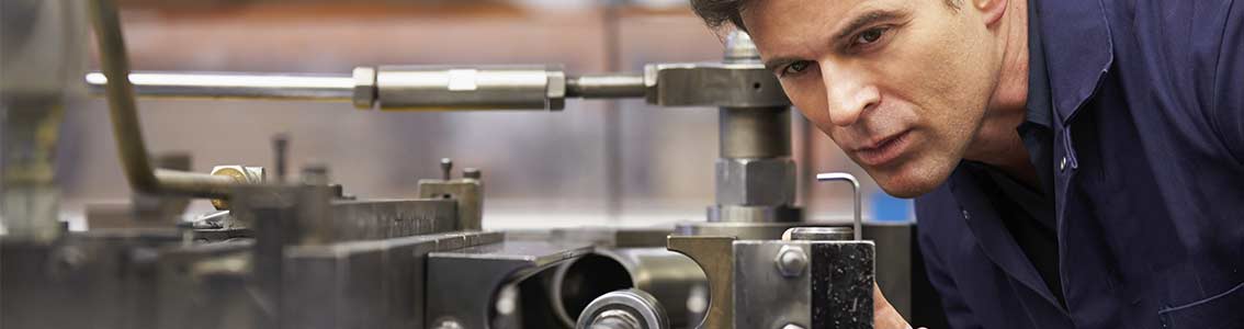 Worker inspecting production line