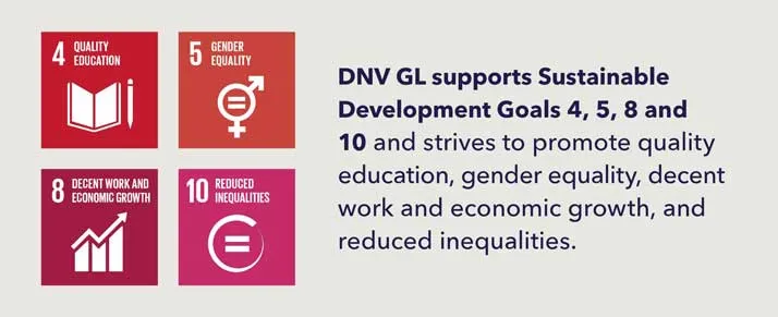 DNV GL supports SDGs 4, 5, 8 & 10