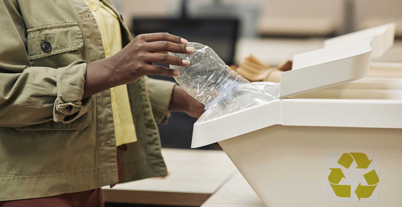 plastic bottle in the waste sorting bin